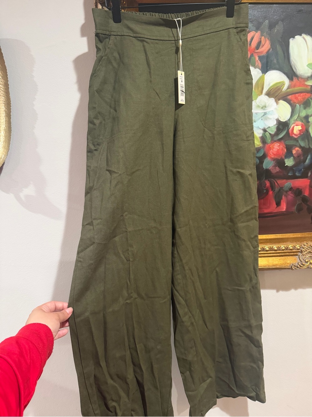 Max Studio Olive Green Wide-Leg Chinos
